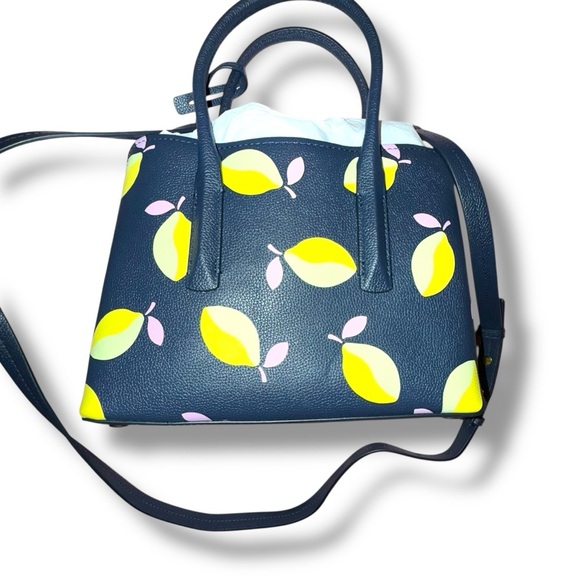 KATE SPADE Margaux Lemons Medium Satchel - Navy/ Lavendar/Yellow - Picture 6 of 16